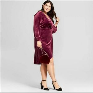 A New Day burgundy velvet wrap dress